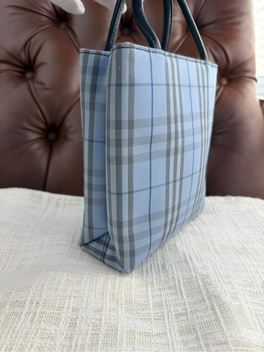 Burberry light blue Nova Check Mini Tote - Picture 13 of 14